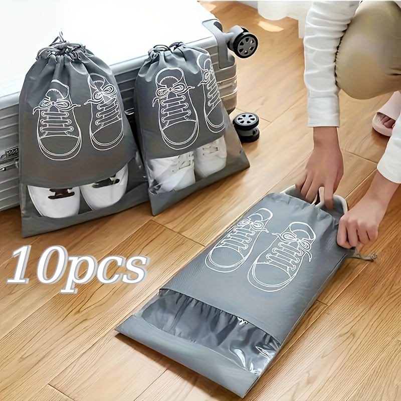 Shoe Bag Dust - ถุงเก็บรองเท้า 10 ชิ้น ถุงจัดระเบียบรองเท้าสำหรับเดินทาง ผ้าไม่ทอ ป้องกันฝุ่น