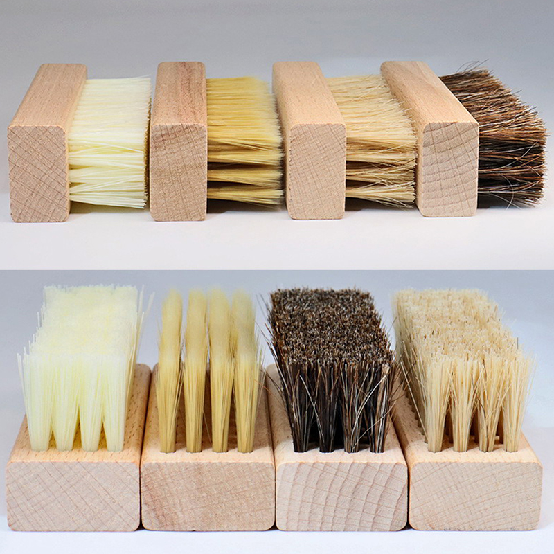 Sneakers Care - แปรงขัดรองเท้าแปรงขัดขนหมูนุ่มพลาสติกแปรงขัดรองเท้าด้ามไม้ที่มีประโยชน์