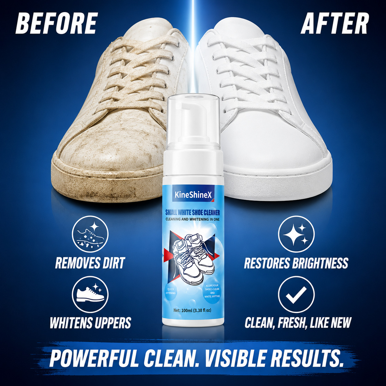 Sneakers Care - ชุดทำความสะอาดรองเท้า Gihen โฟมทำความสะอาดรองเท้าแบบไม่ใช้น้ำ พร้อมแปรงทำความสะอาดรองเท้าและผ้าเช็ดรองเท้า สำหรับดูแลรองเท้าผ้าใบ เหมาะสำหรับรองเท้าทุกประเภท