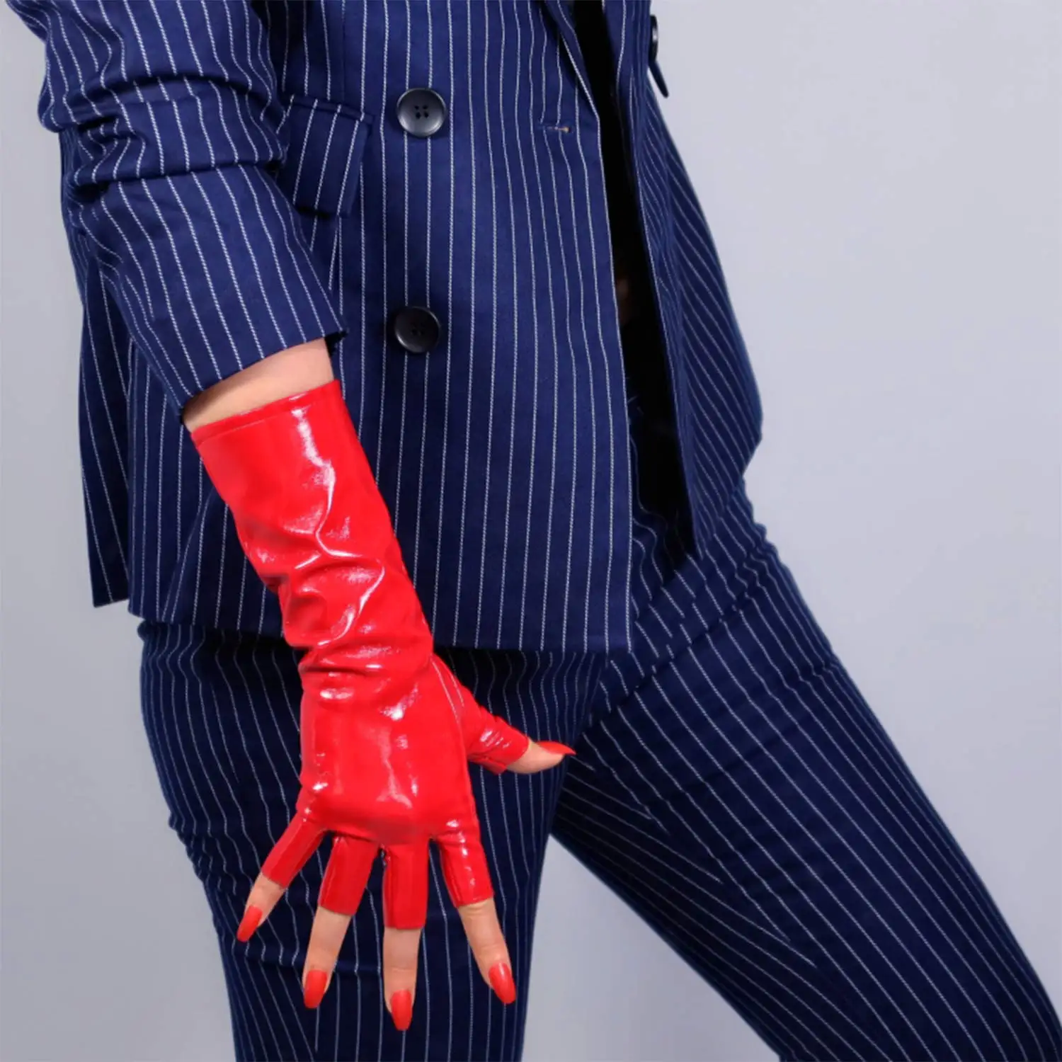 ถุงมือยาวแบบไม่มีนิ้วสำหรับผู้ - Patent Leather Shine บทวิจารณ์และราคา