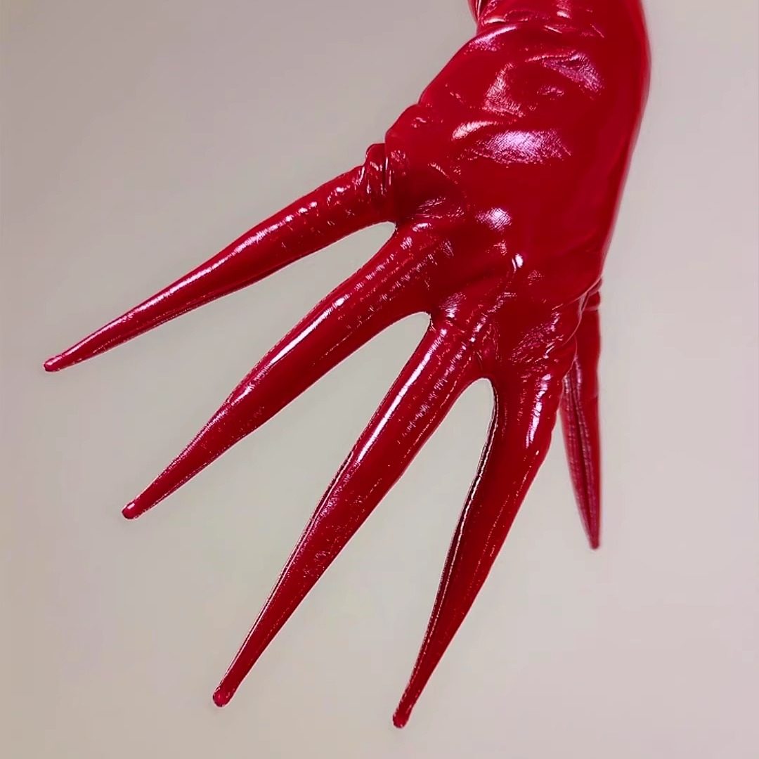 ถุงมือสีแดงเงา ปลายแหลม 35 ซม. - Patent Leather Shine บทวิจารณ์และราคา