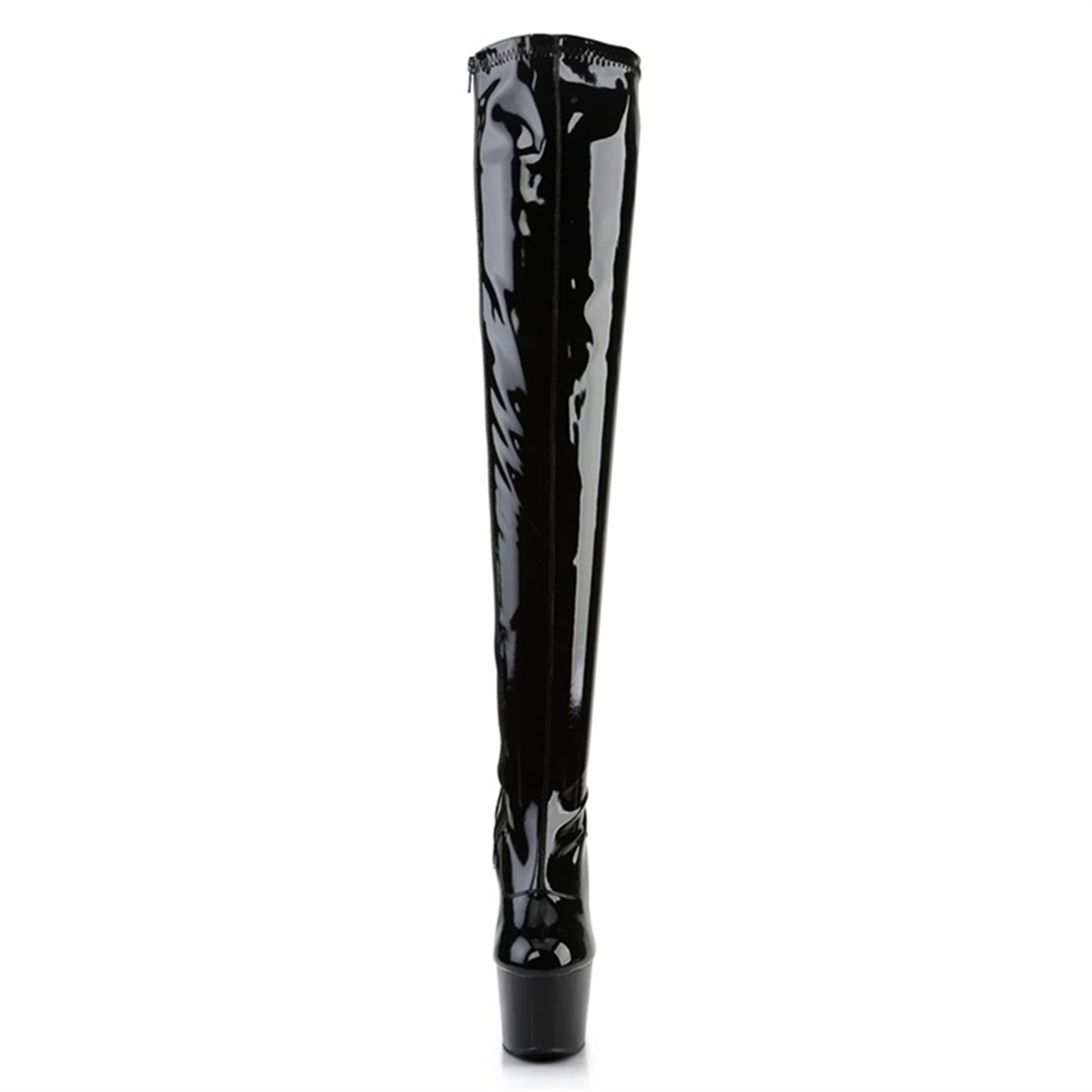รองเท้าบูทยาวเหนือเข่าสีดํามัน - Patent Leather Shine บทวิจารณ์และราคา